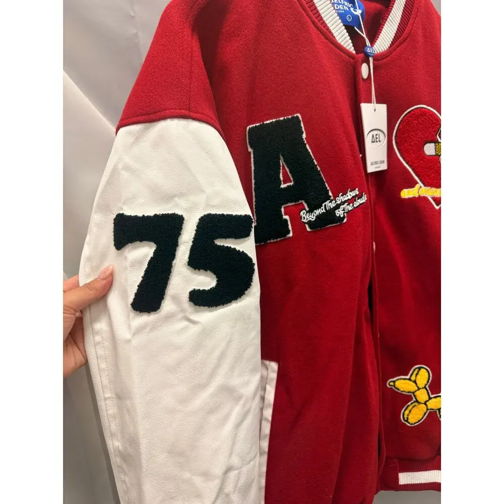 Aelfric Eden NEW Letter Love‎ Flocking Varsity Jacket Bomber Fall Winter